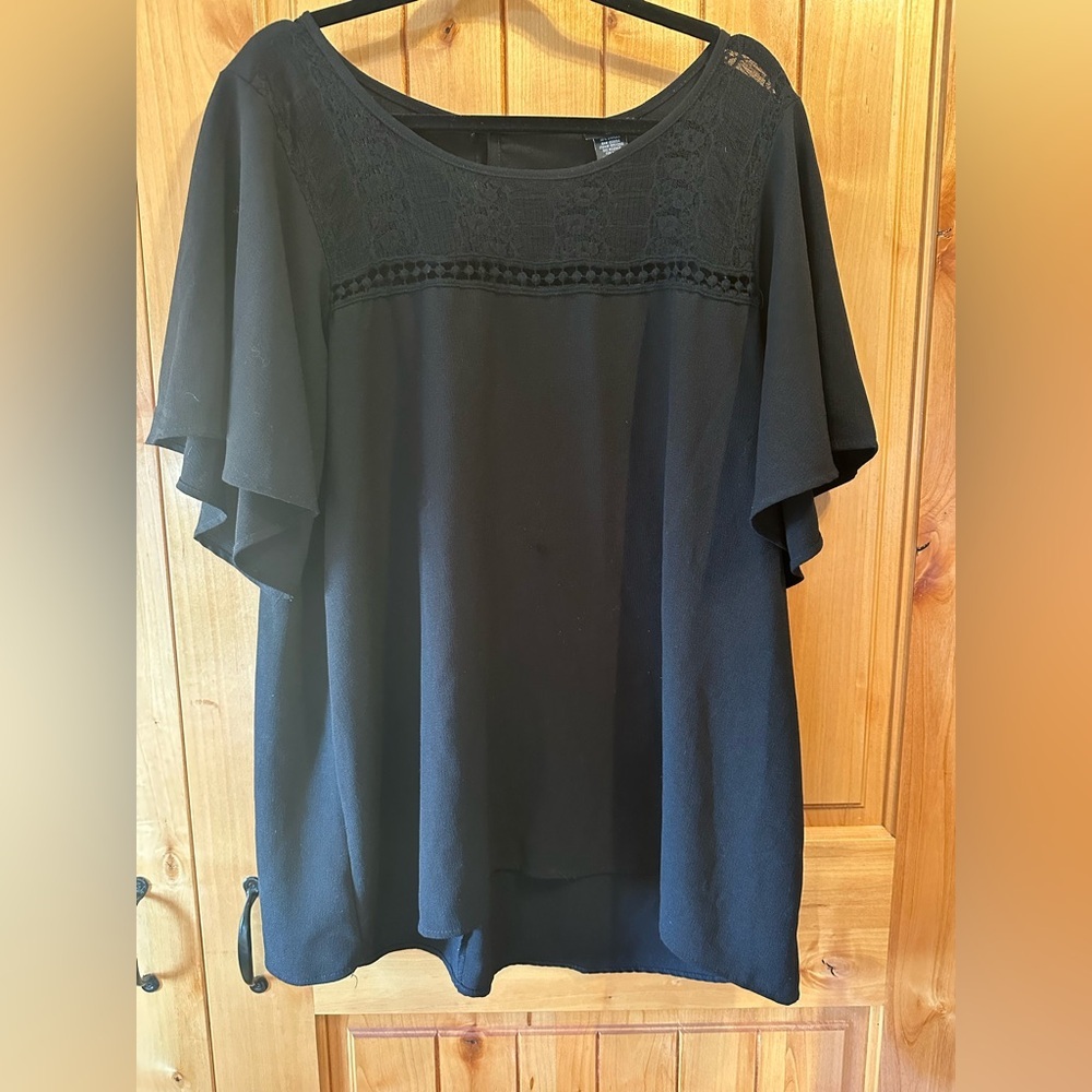 Torrid | Women’s Black Lace Flutter Sleeve Top | 2X